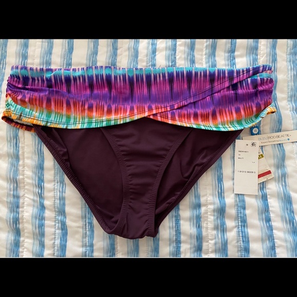 Rod Beattie Bleu Bikini underwire top size 14, Sarong Hipster Bottom size 14 NWT - Picture 2 of 5